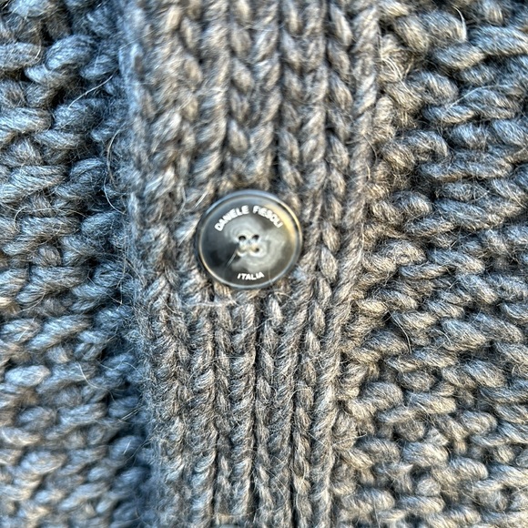 Daniele Fiesoli 🔥 Italy Chunky Knit Cardigan Sweater Gray Sz M Wool Alpaca - Picture 7 of 9